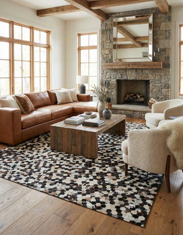 8' x 10' Cowhide Leather Rug