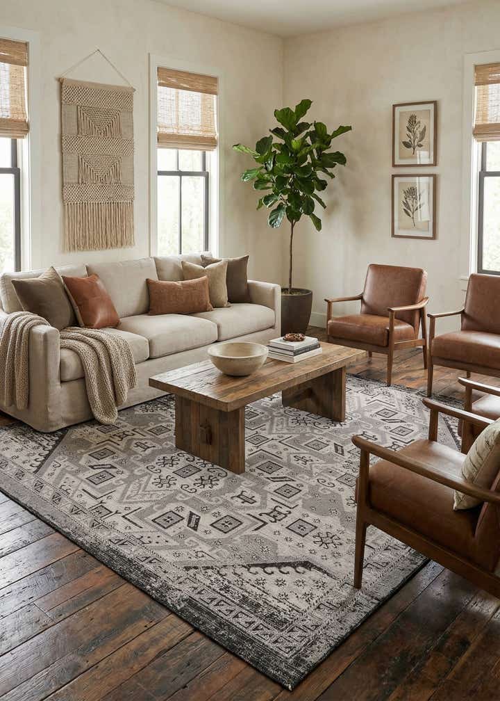 10' x 10' Easy-Clean Aztec Indoor / Outdoor Square Rug