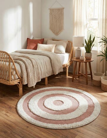 Pink Boho Round Rug