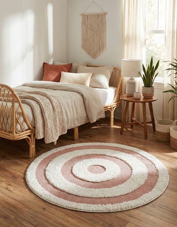 Pink Boho Round Rug