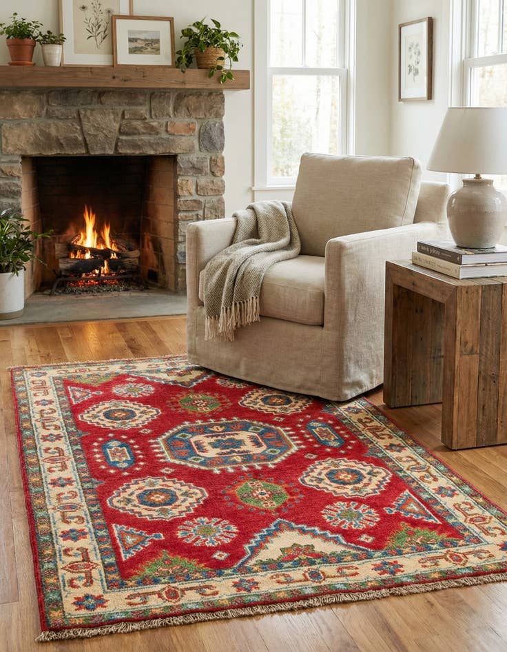 Detail image of 2' 8 x 4'  Hand Knotted Kazak Rug