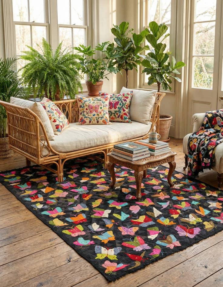 Detail image of 6' 4 x 9' 4  Hand Woven Kilim Suzani Wool Rug