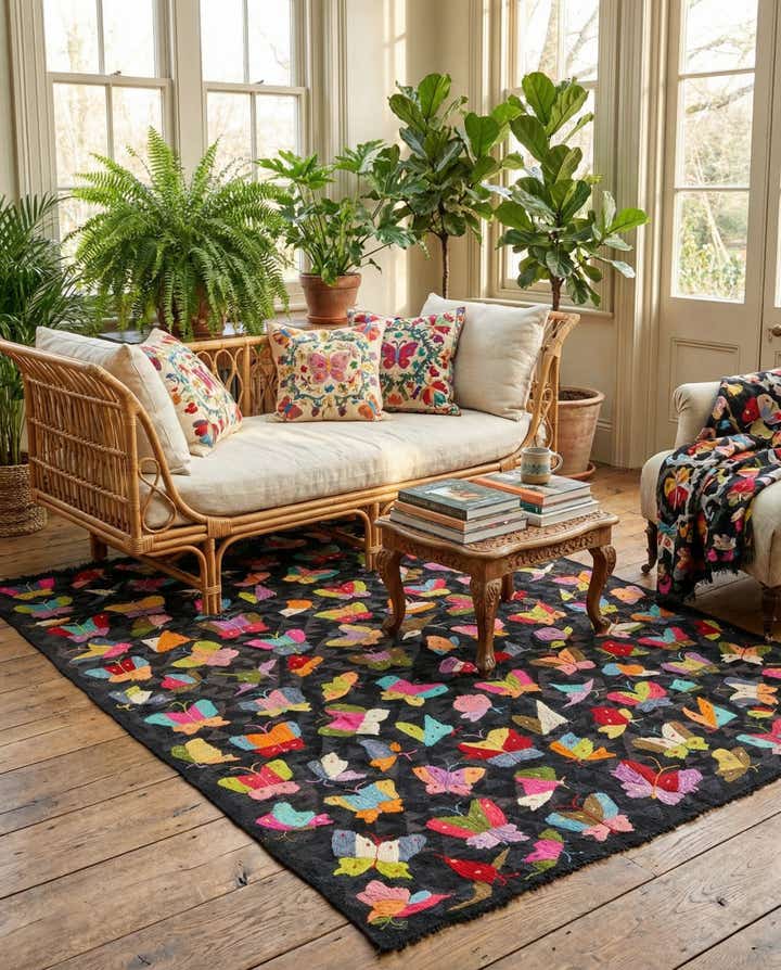 6' 4 x 9' 4 Hand Woven Kilim Suzani Wool Rug