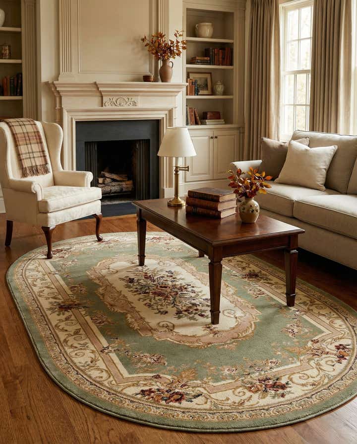 160cm x 245cm Klassischer Aubusson Oval Teppich