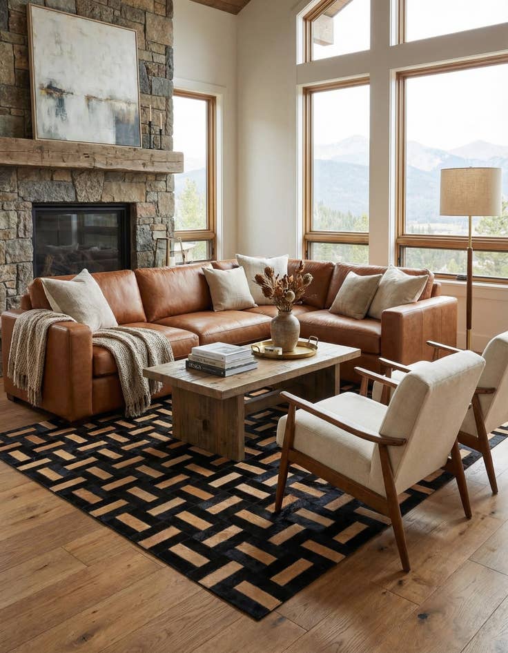 Detail image of  5' 1 x 8' Cowhide - Patchwork Rug