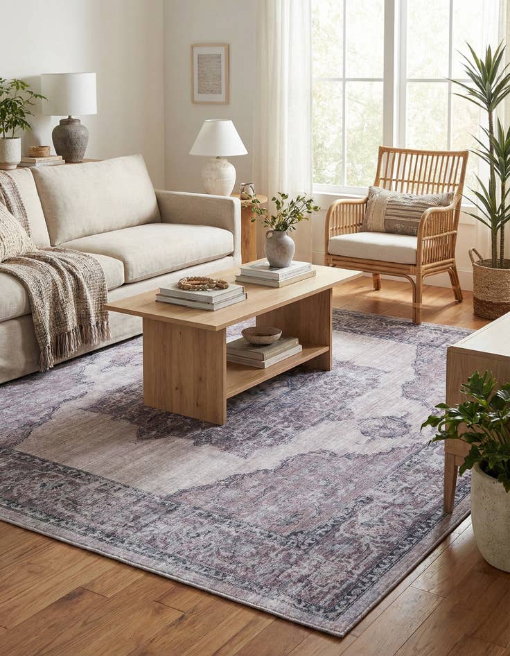 Detail image of 7' 10 x 7' 10  Washable Mangata Square Rug