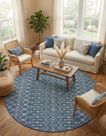7' x 7' Easy-Clean Lattice Indoor / Outdoor Round Rug