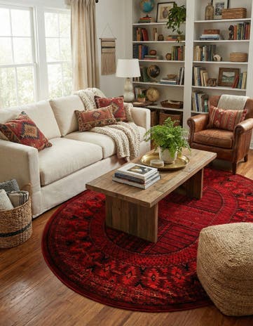 Red Bokhara Oval Rug