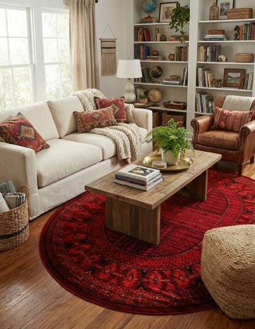 Red Bokhara Oval Rug