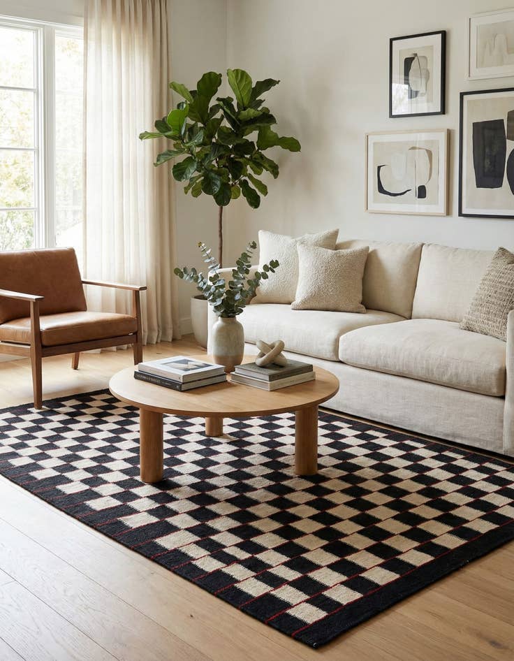 Detail image of 4' 5 x 5' 10  Hand Woven Kilim Modern Wool Rug