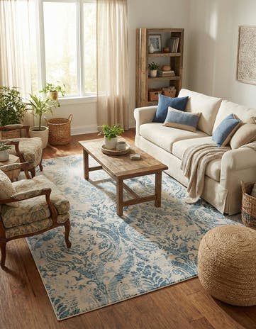 Blue Restoration Square Rug