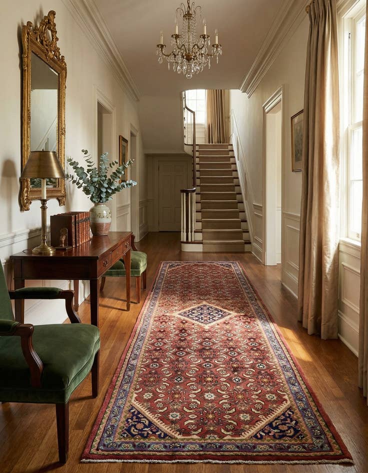 Detail image of 3' 7 x 9' 11 Hand Knotted Farahan Persian Wool Runner Rug