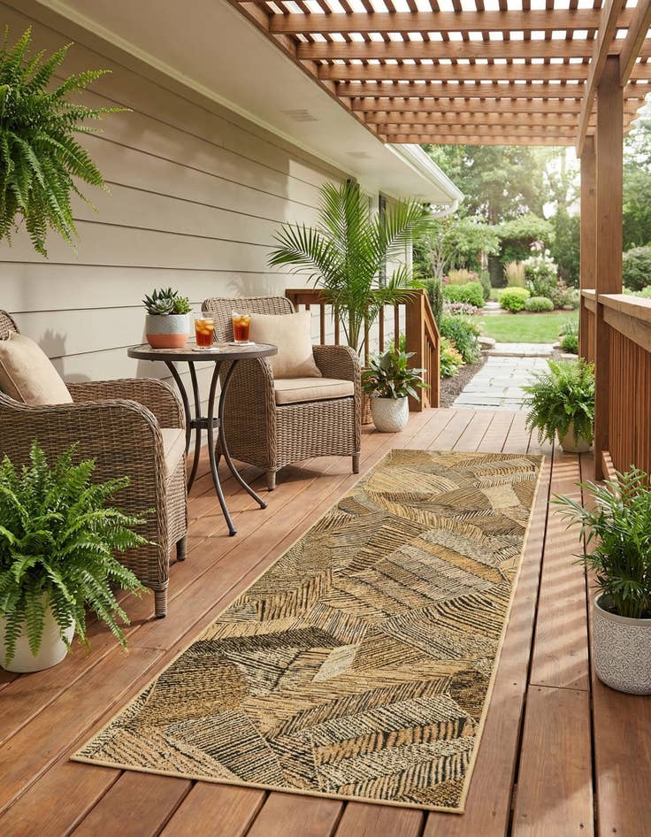Detail image of 2' x 8'  Washable Botanical Indoor / Outdoor Runner Rug