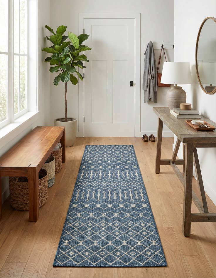 Detail image of 2' x 8'  Washable Trellis Indoor / Outdoor Runner Rug