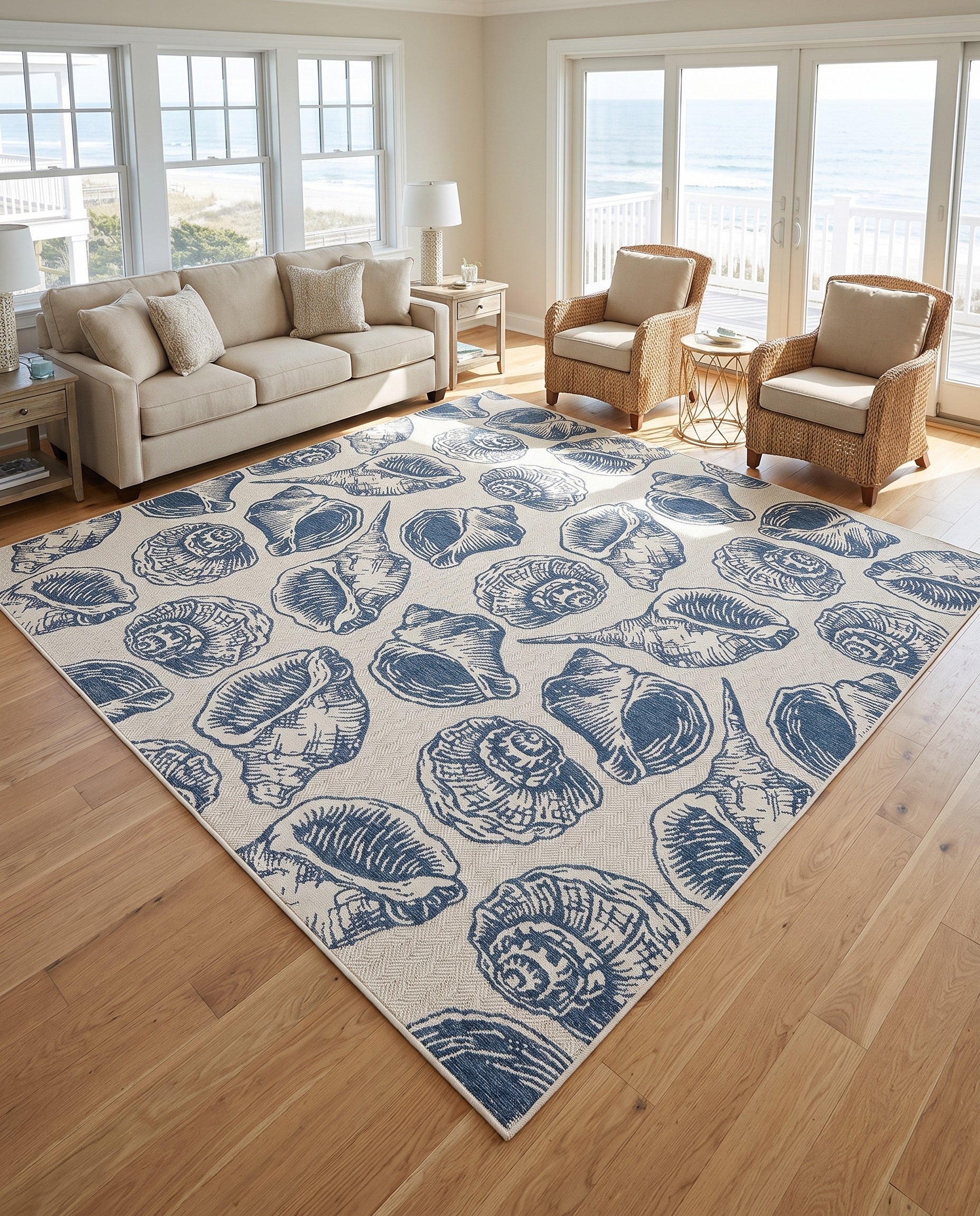 12' x 12' Easy-Clean Coastal Indoor / Outdoor Square Rug