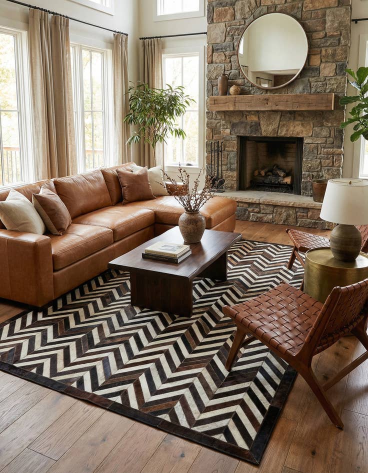 Detail image of 5' x 8' Cowhide Stocks Rug