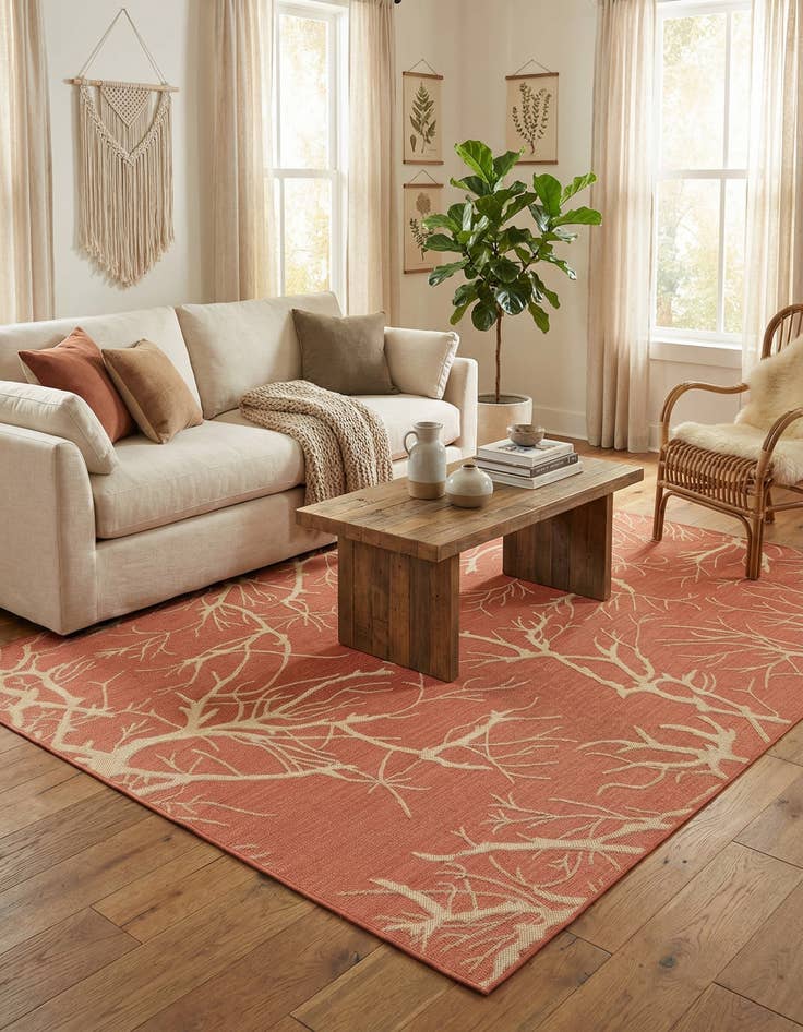 Detail image of 7' x 10'  Washable Botanical Indoor / Outdoor Rug