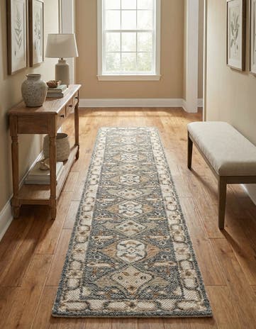 Antique Gray Hand Knotted Sultan Signature Runner Rug