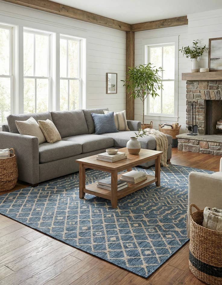 Detail image of 7' 10 x 11'  Washable Trellis Indoor / Outdoor Rug