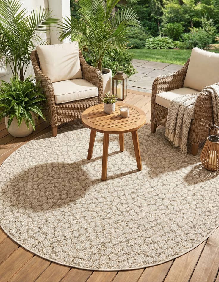 Detail image of 7' 10 x 7' 10  Washable Safari Indoor / Outdoor Round Rug