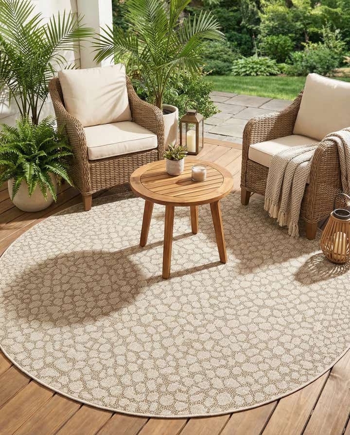 7' 10 x 7' 10 Easy-Clean Safari Indoor / Outdoor Round Rug