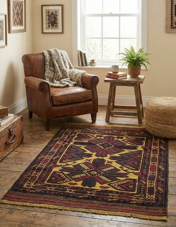3' 1 x 4' 4 Hand Knotted Sumak Wool Rug