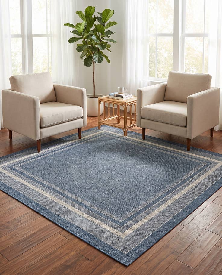 Detail image of 6' x 6' Easy-Clean Border Indoor / Outdoor Square Rug