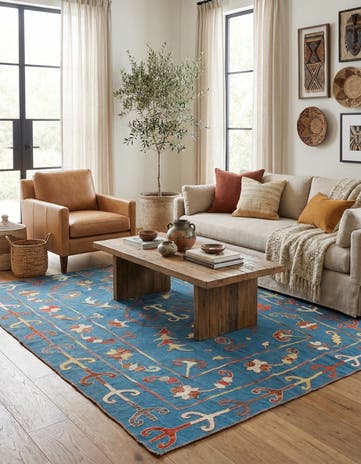 5' 10 x 7' 2 Hand Woven Kilim Suzani Wool Rug