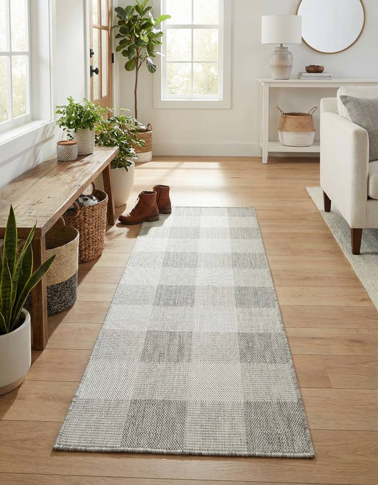 Detail image of 2' x 6'  Washable Checkered Indoor / Outdoor Runner Rug