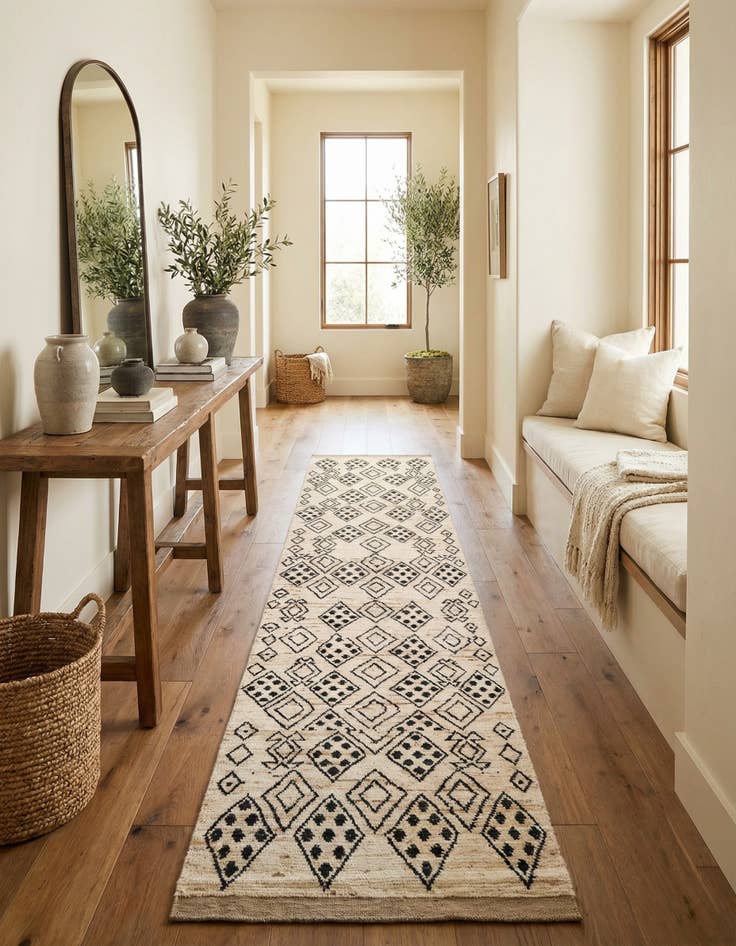 Detail image of 3' 4 x 15' 9  Hand Knotted Moroccan Wool Runner Rug