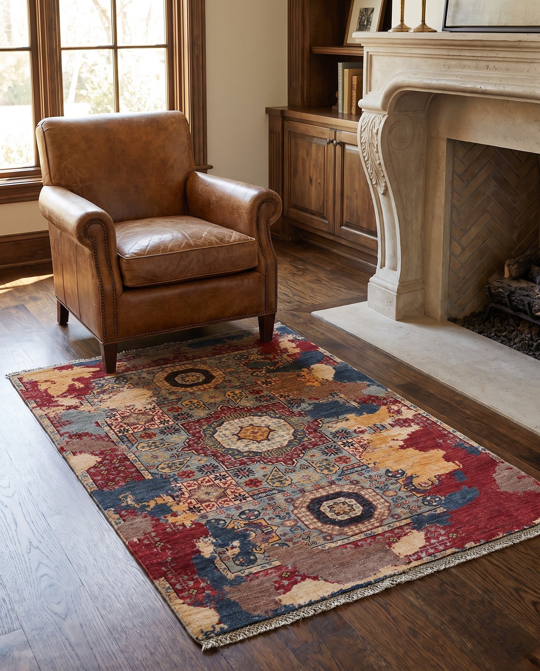 3' 4 x 5' Hand Knotted Mamluk Ziegler Rug