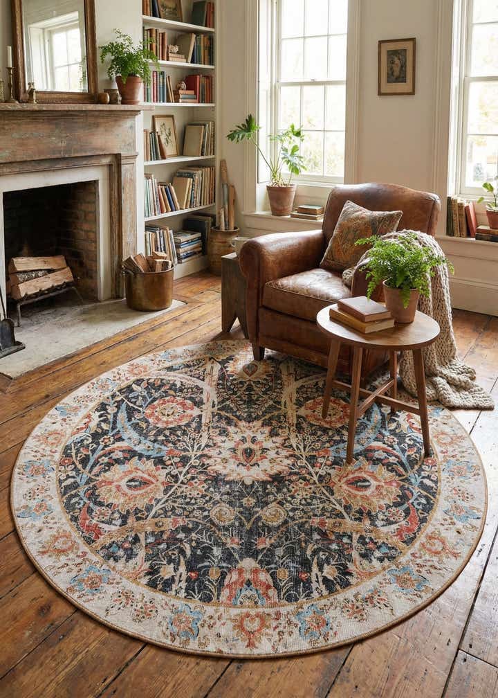 7' 10 x 7' 10 Washable Timeless Round Rug