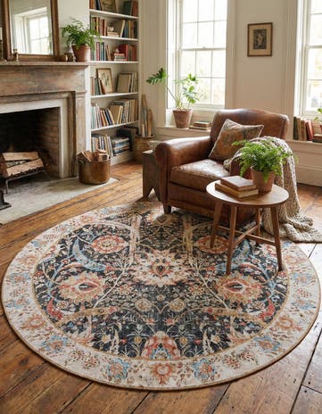 7' 10 x 7' 10 Washable Timeless Round Rug
