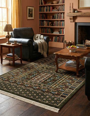 Dark Green Bokhara Rug