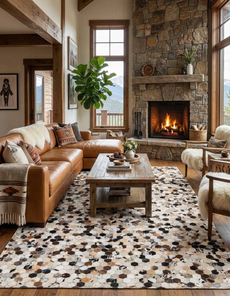 Detail image of  5' 2 x 8' 2 Cowhide Rug