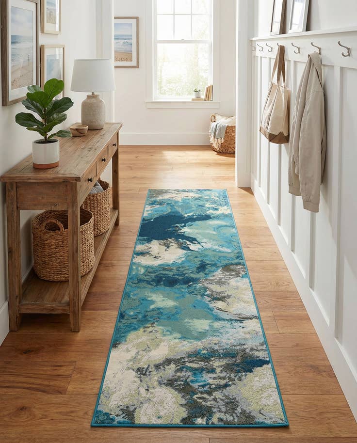 Detail image of 2' x 8' Easy-Clean Modern Indoor / Outdoor Runner Rug