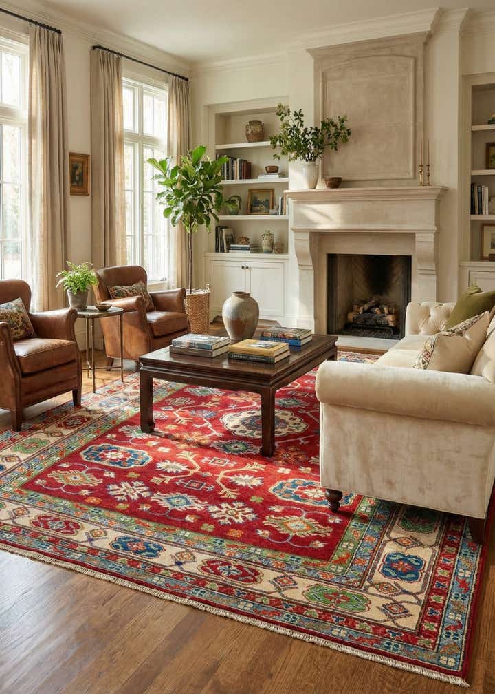 6' 2 x 8' 7 Hand Knotted Kazak Rug