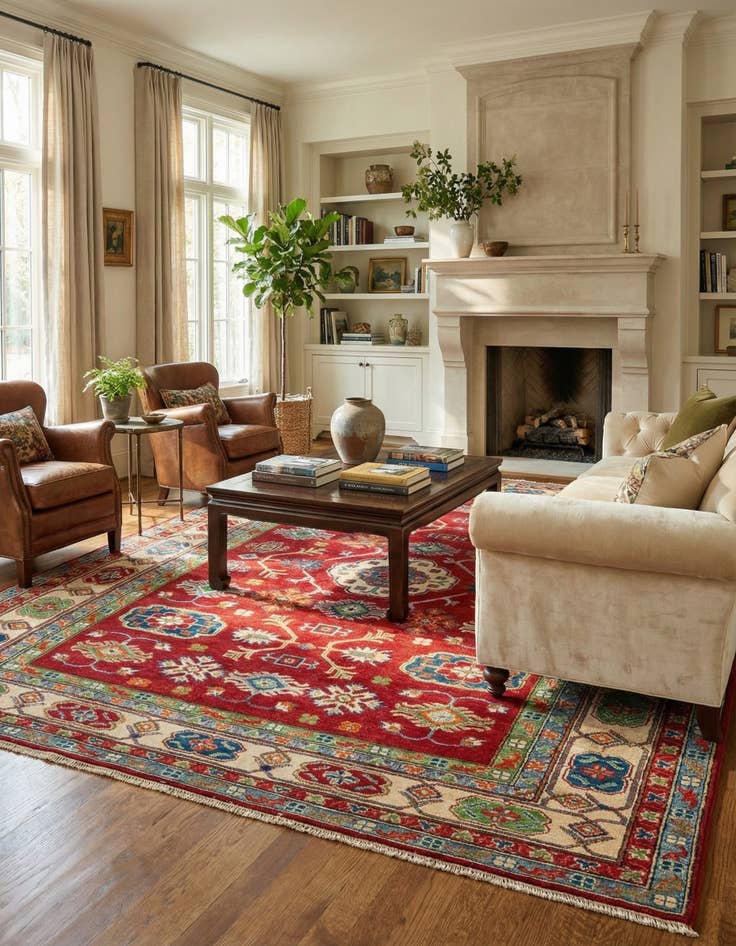 Detail image of 6' 2 x 8' 7  Hand Knotted Kazak Rug