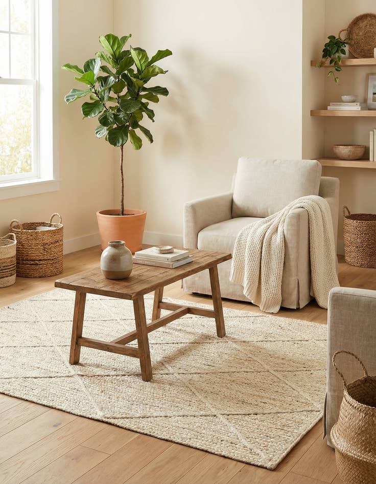 Detail image of 4' 1 x 6' 1  Hand Braided Jute Rug