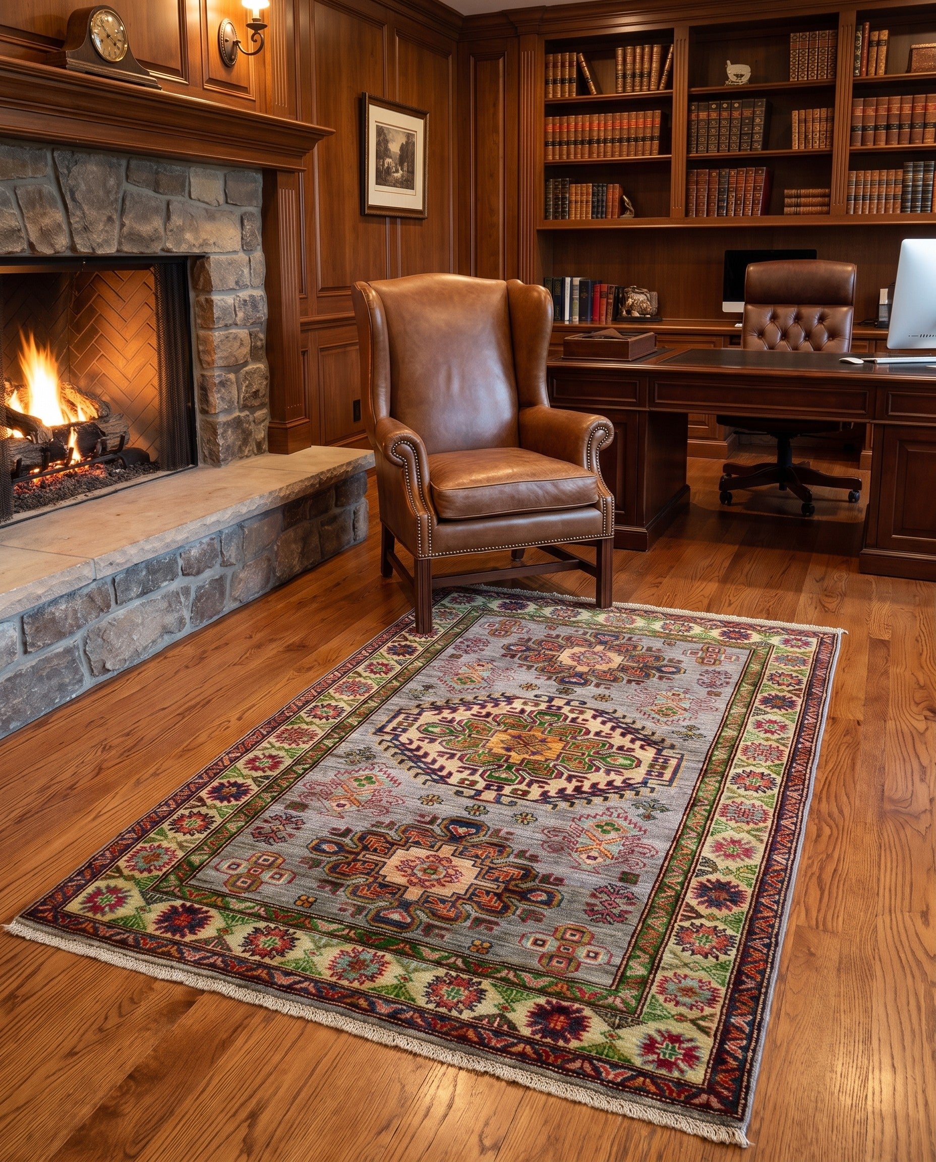 3' 8 x 4' 11 Hand Knotted Kazak Rug