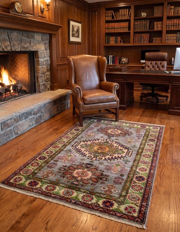 3' 8 x 4' 11 Hand Knotted Kazak Rug