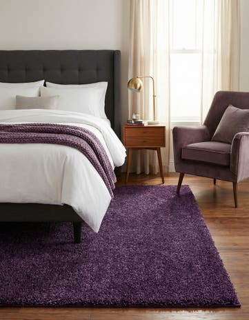 Violet Solid Frieze Square Rug