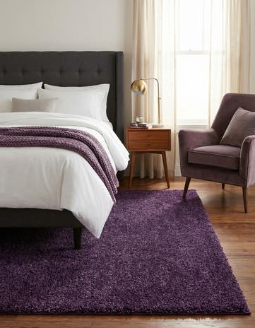 Violet Solid Frieze Square Rug