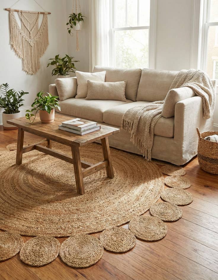 Detail image of  6' 1 x 6' 1  Hand Braided Jute Round Rug