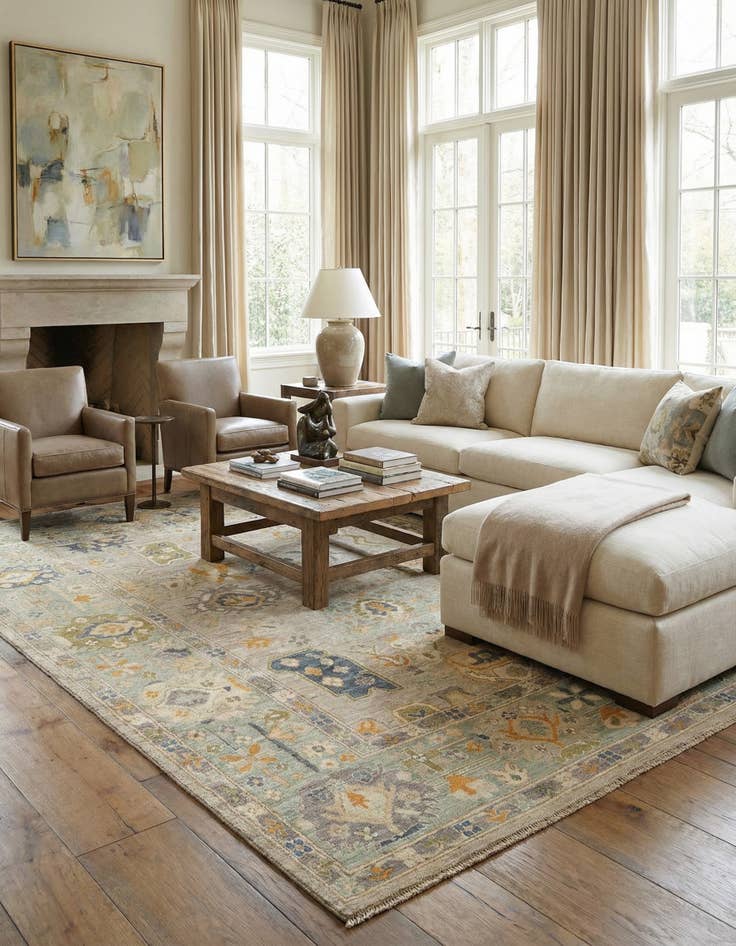 Detail image of 8' x 10' 4  Hand Knotted Oushak Rug