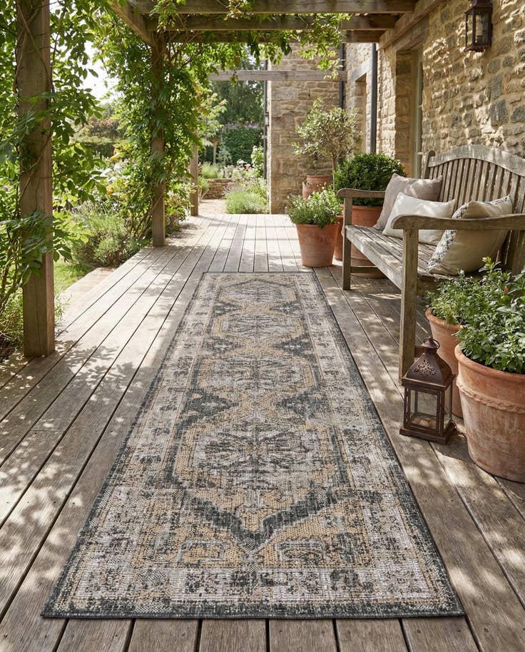 Detail image of 2' 7 x 12' Easy-Clean Traditional Indoor / Outdoor Runner Rug