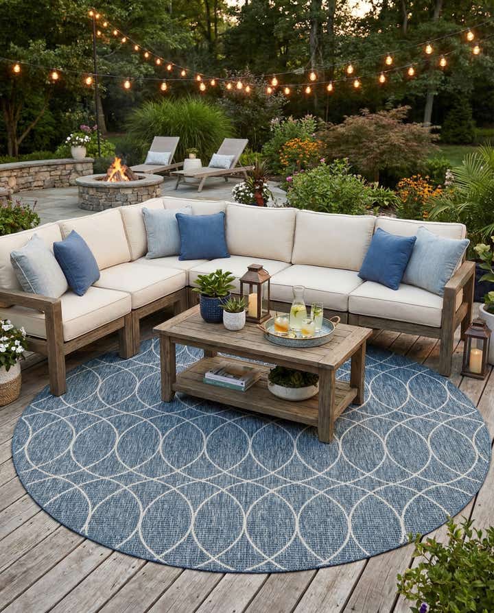 10' x 10' Easy-Clean Trellis Indoor / Outdoor Round Rug
