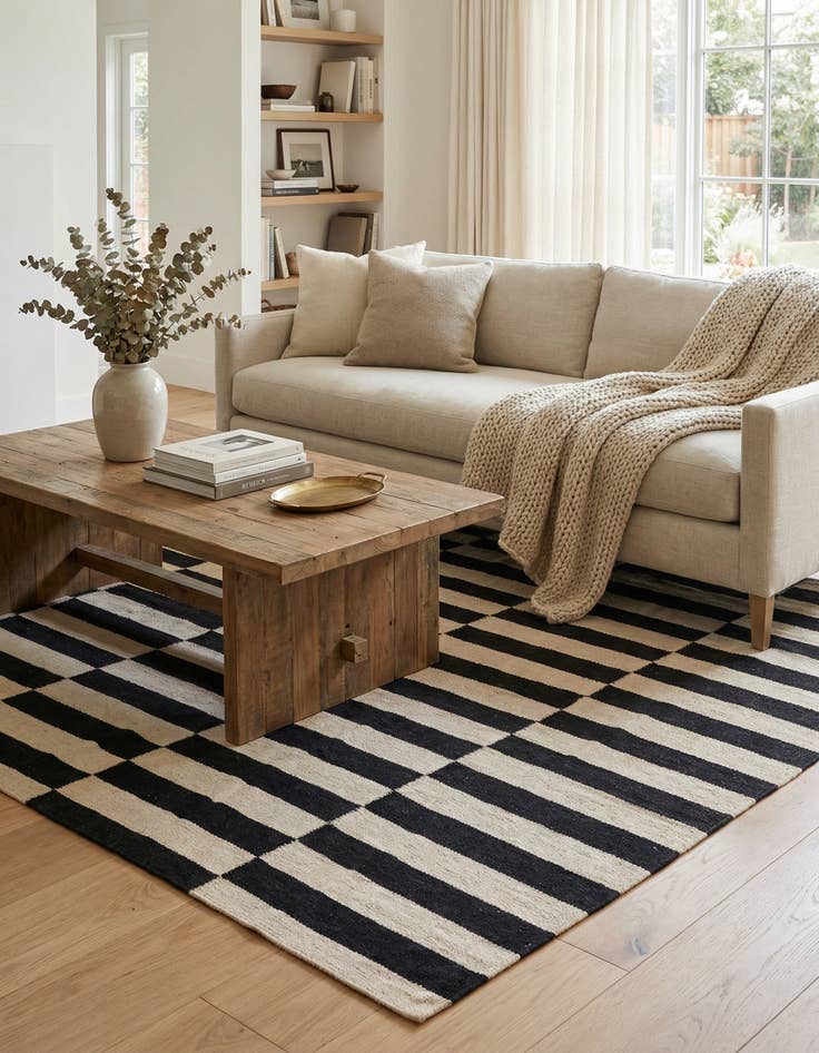 Detail image of 4' x 5' 11  Hand Woven Kilim Modern Wool Rug