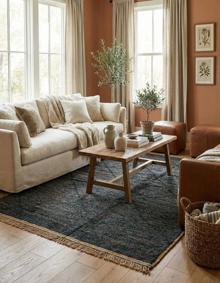 Detail image of 6' 2 x 9' 2  Hand Knotted Moroccan Wool Rug