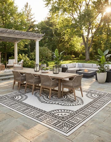13' x 13' Easy-Clean Traditional Indoor / Outdoor Square Rug